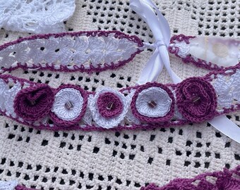 Iwona crochet headband thread pattern, thread crochet headband, toddler headband, girl crochet headband, pattern, girl, headband, thread,