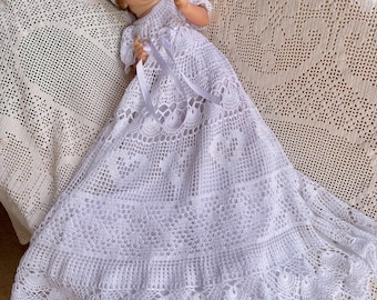 gown fannie christening  thread crochet pattern, christening dress pattern, crochet thread pattern, baby crochet, crochet dress pattern,