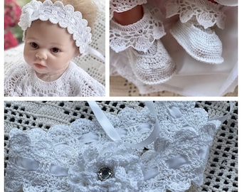 Victoria headband and booties II christening thread crochet pattern, baby crochet, crochet pattern, headband and booties, headband, booties,