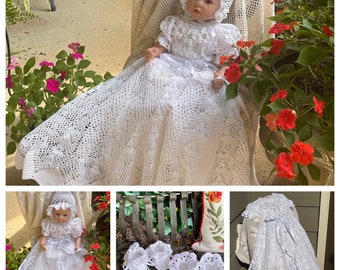 Gown Heirloom christening crochet baby pattern, crochet christening pattern, pattern christening crochet, baby dress pattern, thread crochet