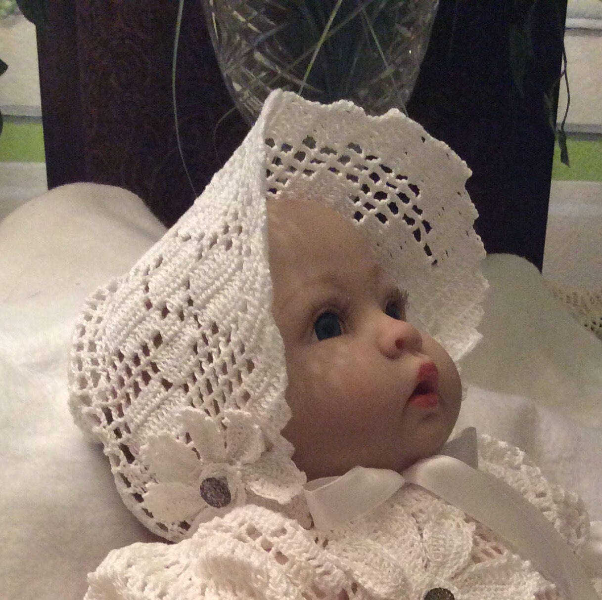 Filet Crochet Floral and Scroll Christening Pattern Etsy