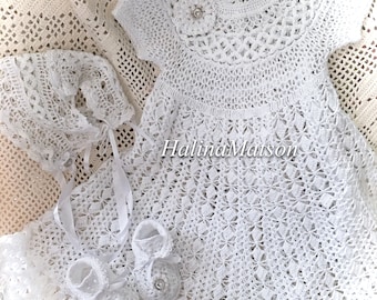 Baby Jane yoked thread crochet christening pattern, baby crochet, crochet christening, christening pattern, blessing crochet, dedication