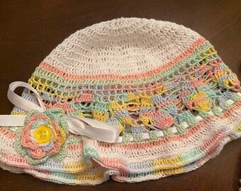 Crochet Urzula summer hat pattern, baby beanie, thread crochet hat, pattern, crochet pattern, crochet hat, girls beanie, toddler hat, hat