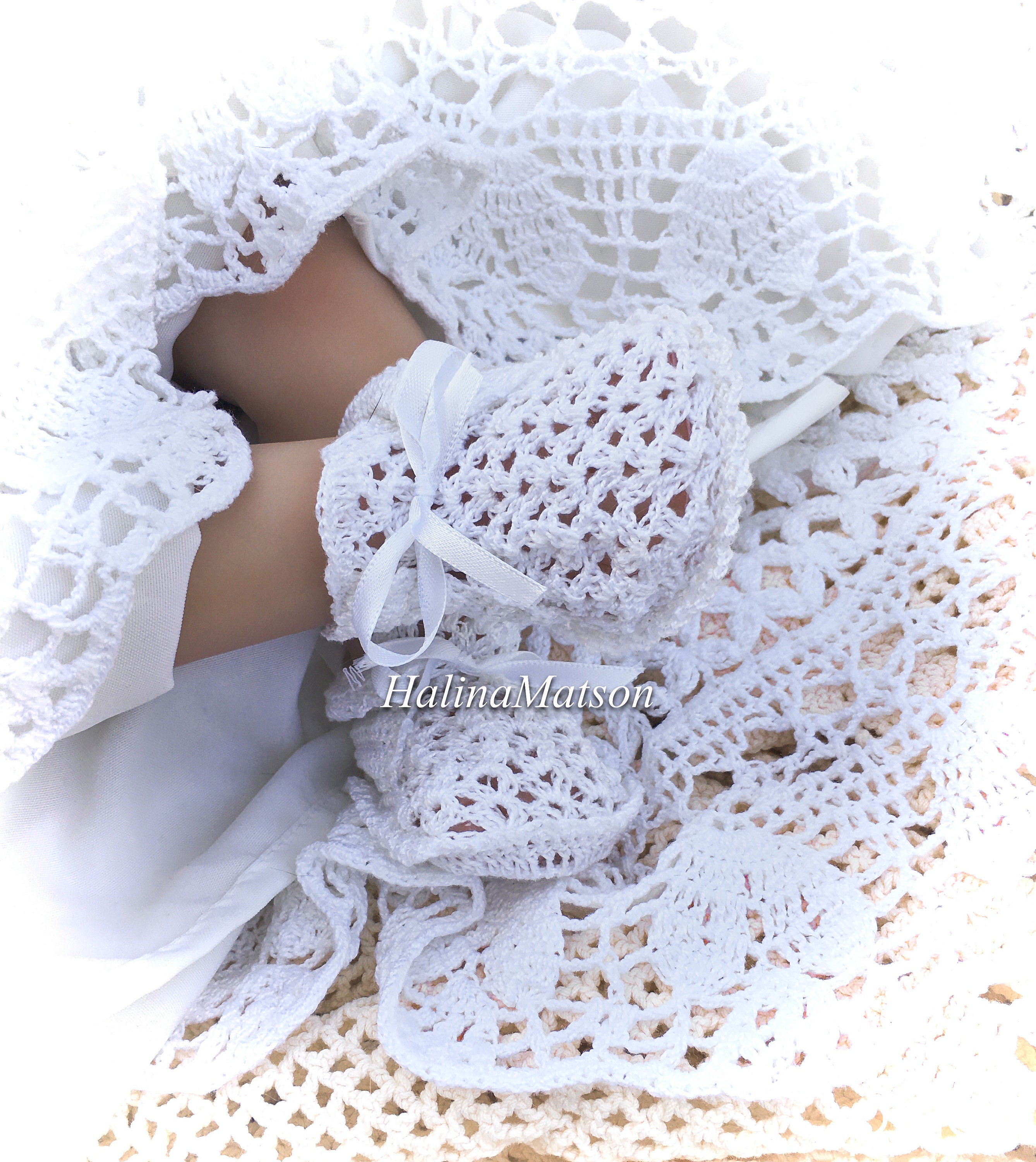 and Booties Baby Jane Christening Thread Crochet Etsy