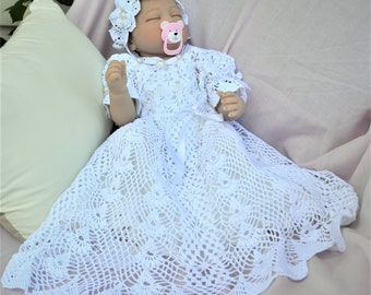 Dress Heirloom crochet thread christening baby pattern, thread lace baby dress, baptism vintage, digital baby, short dress, christening,