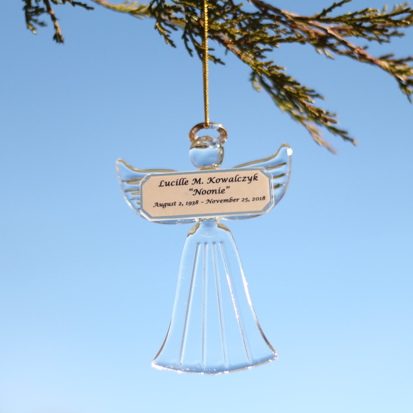 Personalized Hand Blown Glass Angel Ornament to Memorialize Etsy