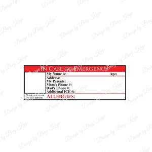 Personalisierte Digitale Design-Anfrage für Notfall-ID-Karte für Sublimation/ Design Download im PNG& JPG-Format/ Kein Produkt wird versendet