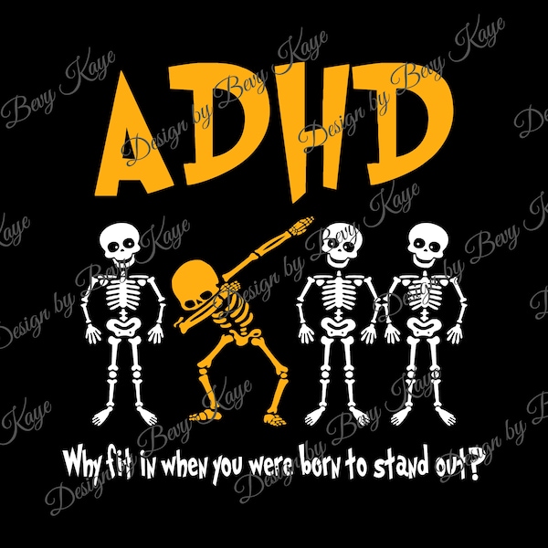 Digital SVG Design Download Dabbing Skeleton for ADHD Awareness in SVG File Format For Cutting Heat Transfer Vinyl