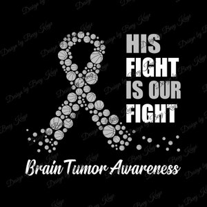 Custom Design Request: Digital SVG Design of &quot;His Fight Is Our Fight Brain Tumor Awareness&quot; With Basketballs For HTV/Instant Design Download