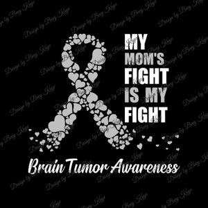 Digital SVG Design Download of My Mom&#39;s Fight Is My Fight Brain Tumor Awareness SVG File Format For HTV/Instant Design Download