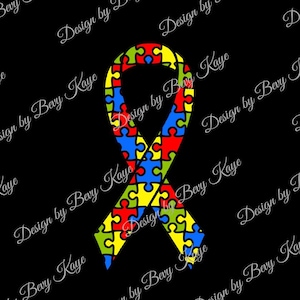 Instant Download SVG Autism Awareness Ribbon With Puzzle Pieces Instant Design Download for HTV/Downloads Instantly/No Product Will Ship