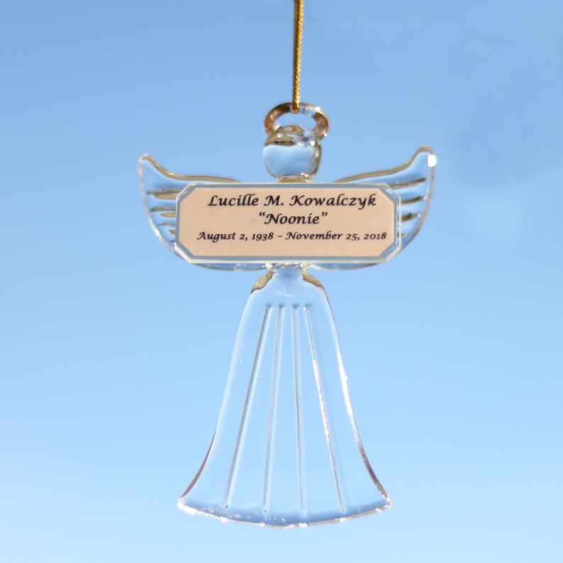 Personalized Hand Blown Glass Angel Ornament To Memorialize Etsy