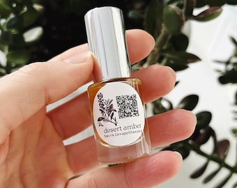 Desert Amber | Gender Neutral Organic Fragrance | Pinyon Wood | Lavender | Sage | Pink Lotus | Essential Oil Based | Herbal Woodsy Scent