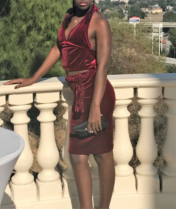 velvet two piece dress
