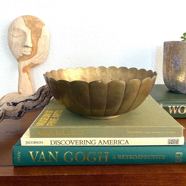 Vintage Solid Brass Scalloped Edge Bowl for Vintage Home Decor
