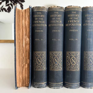 Antique 1800s Five Volume Set of The History of the French Revolution: Louis Adolphe Theirs, Translated with Engravings by Frederick Shoberl