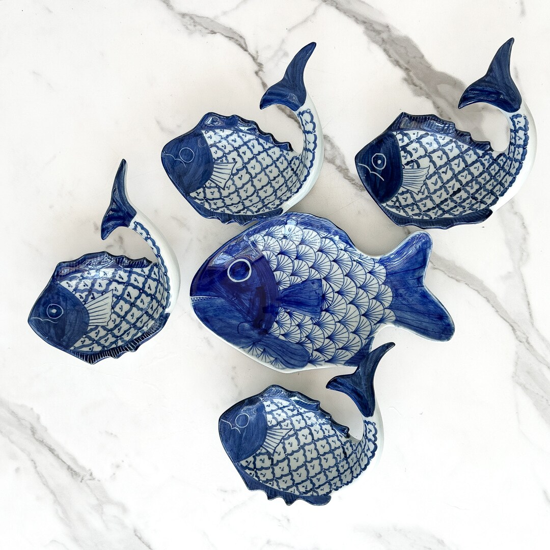 Vintage Fish Shaped Plates Set of 5 Made in Thailand Etsy