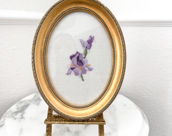 Vintage Framed Floral Flowers Roses Needlepoint Wall Square Frames Pair ...
