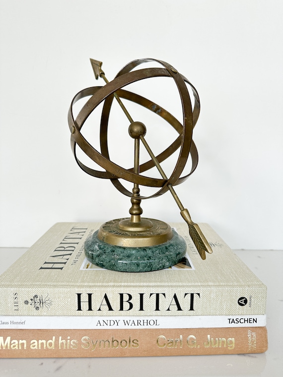 Brass & Marble Armillary, Green Marble Base - Etsy display picture 1