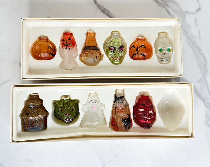 Vintage Old World Halloween Light Covers, Glass Ghost, Pumpkin, Zombie, Skull, Witch, Haunted