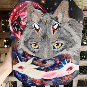 Cosmic Predator - Original Painting - Wolf Art - Fox Art - Goat Art - Deer Art - Rabbit Art - Animal Art