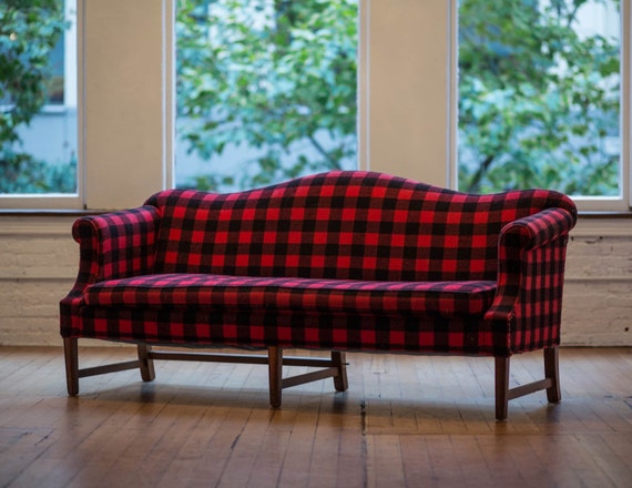 Items Similar To Vintage Camelback Sofa In Wool Buffalo Plaid
