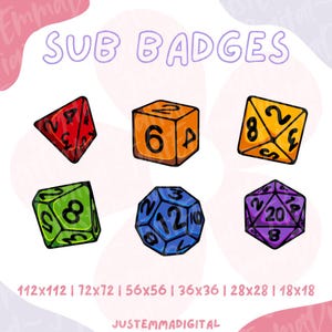 Rainbow DnD Dice ~ Twitch Sub Badge Set
