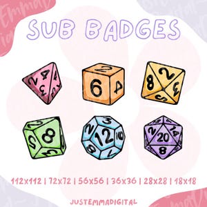 Rainbow DnD Dice, Pastels Version ~ Twitch Sub Badge Set