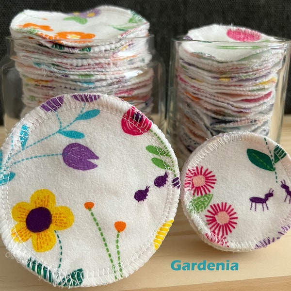 24 Reusable Cotton Rounds with Wash Bag, Floral Print Design Makeup Wipes to Apply for Toner, Washable Mini Face Rounds Makeup-Removing wipe