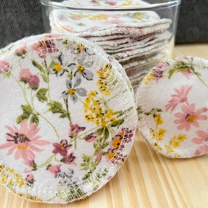 24 Reusable Cotton Rounds, Makeup Remover Pads, Plum Blossom Pink Floral Print Design, Zero Waste, Makeup Wipes, Cleansing Eco Pads