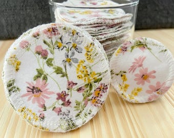 Set of 12 Reusable Cotton Rounds – Plum Blossom Floral Makeup Remover Pads (Zero Waste)