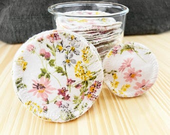 Floral Cotton Reusable Makeup Rounds – Zero Waste Facial Pads (Set of 24)