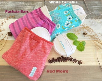 Organic Bamboo Cotton Rounds – Reusable Makeup Remover Pads with Floral Pouch