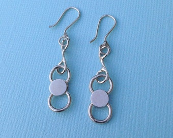 Sterling silver disc earrings, Dangle disc earrings, Silver earrings, Sterling silver jewelry, Handcrafted silver earrings, Disc earrings