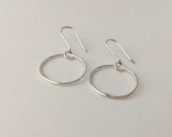 Sterling silver circle earrings, Dangle circle earrings, Silver earrings, Sterling silver jewelry, Handcrafted silver earrings, Handmade