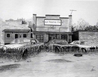 67-68-69 Mercury Cougar Customized Pencil Drawing Print