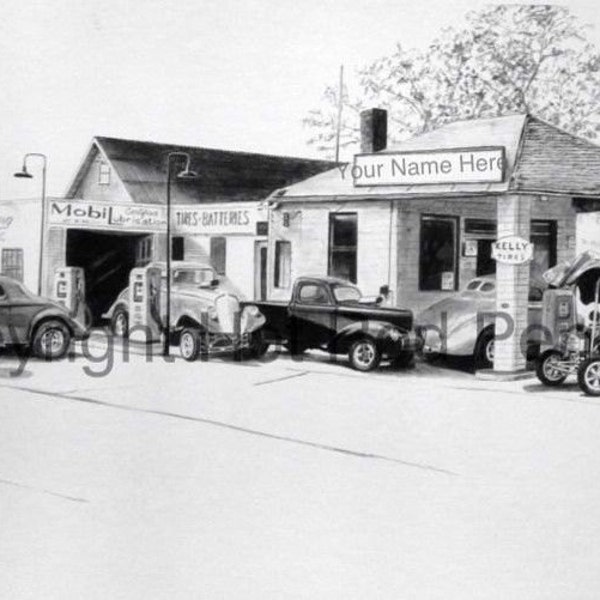 33-40-41 Willys, Gasser, Dragster, Hot Rod ,Customized Pencil Drawing Print