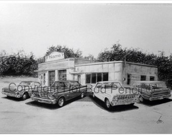 63-64-65 Ford Falcon Customized Pencil Drawing Print