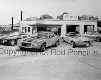 70-71-72-73 Chevy Camaro Customized Pencil Drawing Print