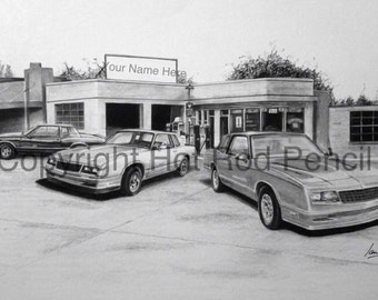 84-85-86-87-88 Chevrolet Monte Carlo Customized Pencil Drawing Print