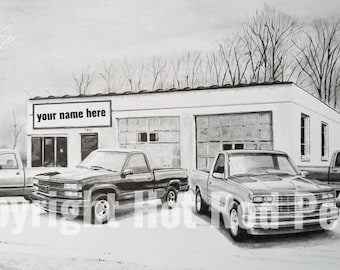 Chevy  Pickup Truck, OBS, 1988-89-90-91-92-93-94-95-96-97-98 Customized Pencil Drawing Print