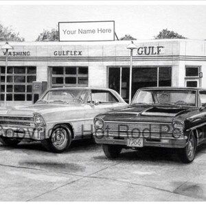 1966 & 1967 Chevy Nova Customized Pencil Drawing Print image 1