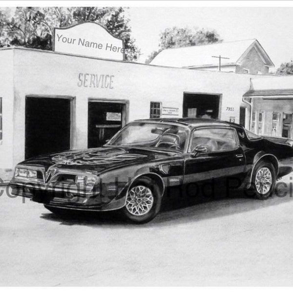 1978 Pontiac Trans Am Smokey and the Bandit Customized Pencil Drawing Print