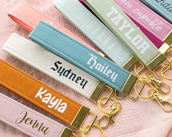 Personalized Keychain Wristlet, Custom Keychain Gift