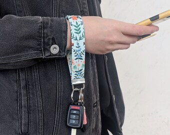 Rifle Paper Co Wristlet Keychain, Turquoise Key Fob Wristlet, Floral Key Chains for Women