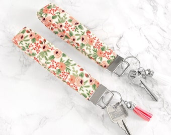 Rifle Paper Co Floral Wristlet Keychain Lanyard for Women, Girly Keychain, Key Fob Wristlet, Gift for Her
