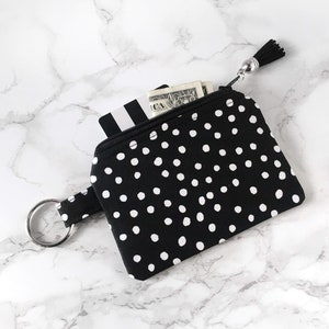 Polka Dot Wallet, Keychain Wallet for Women, Modern Keychain Card Holder, Boho Business Card Holder, Mothers Day Gift, Gift for Mom