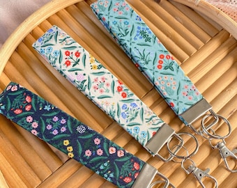 Rifle Paper Co Wristlet Keychain, Floral Key Fob Wristlet, Boho Keychain Wristlet Lanyard, Modern keychain for woman, New Car Gift