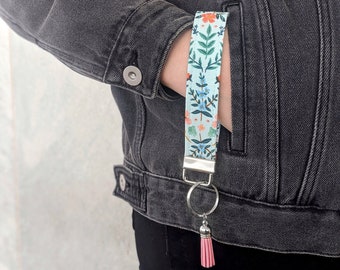 Rifle Paper Co Wristlet Keychain, Turquoise Key Fob Wristlet, Floral Key Chains for Women