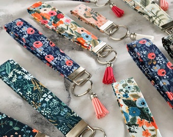 Rifle Paper Co Floral Wristlet Keychain, Girly Keychain, Key Fob Wristlet, Mothers Day Gift, Keychain Wristlet, keychain for woman